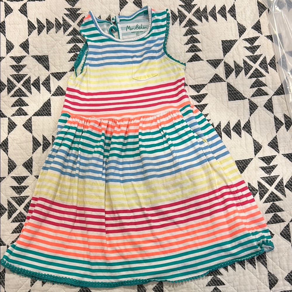 🌈 Mini Boden Rainbow Stripped Dress - SO cute!